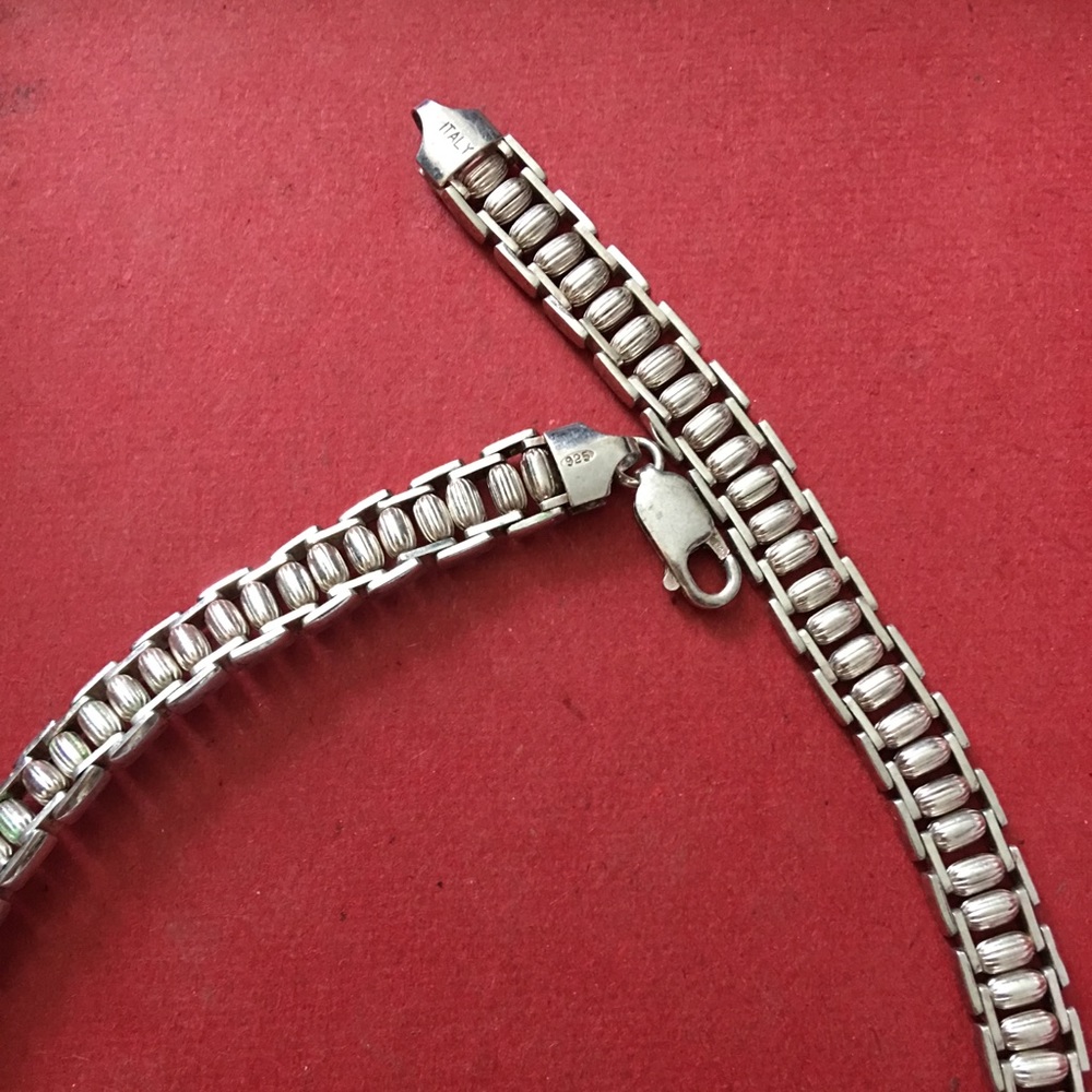Sterling silver Italian beads statement necklace beautiful patina